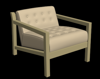 3D Wooden Chair AutoCAD Drawing with Rendered View for Interiors