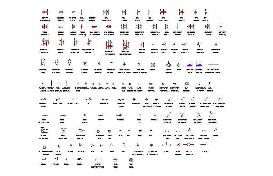 Electrical symbol block library for CAD with clear installation signs