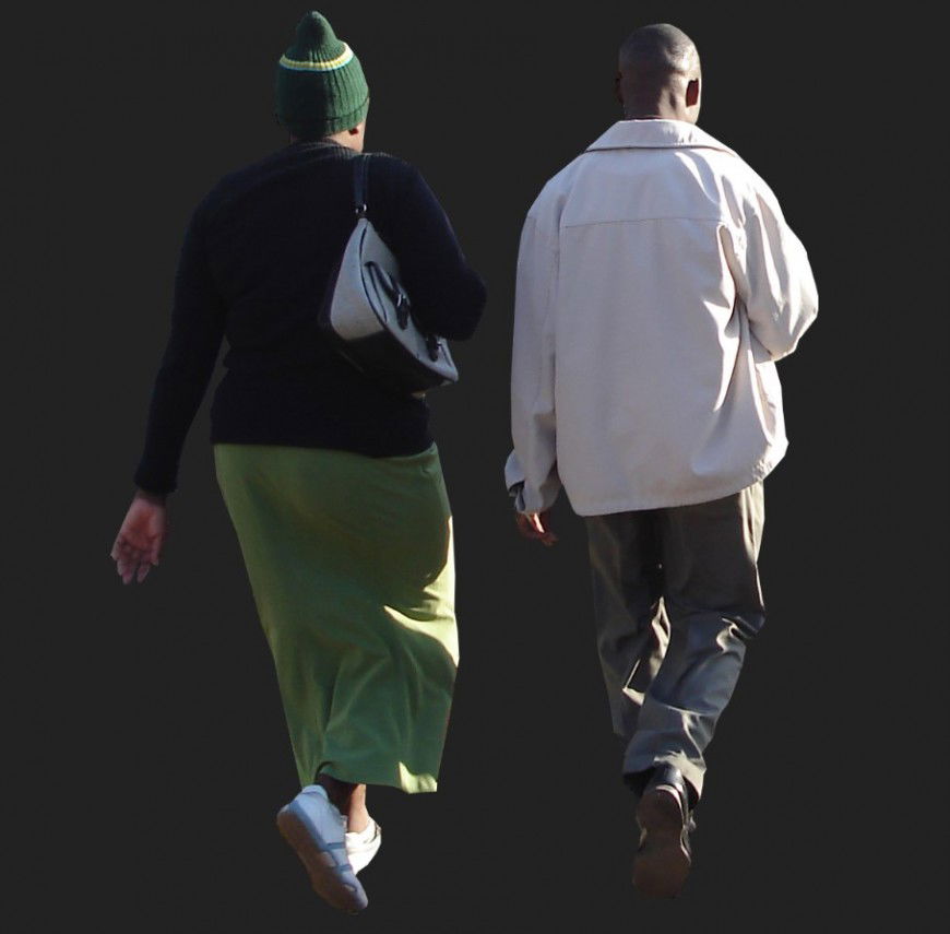 Aged women and men detail 3d model layout CAD block JPEG file