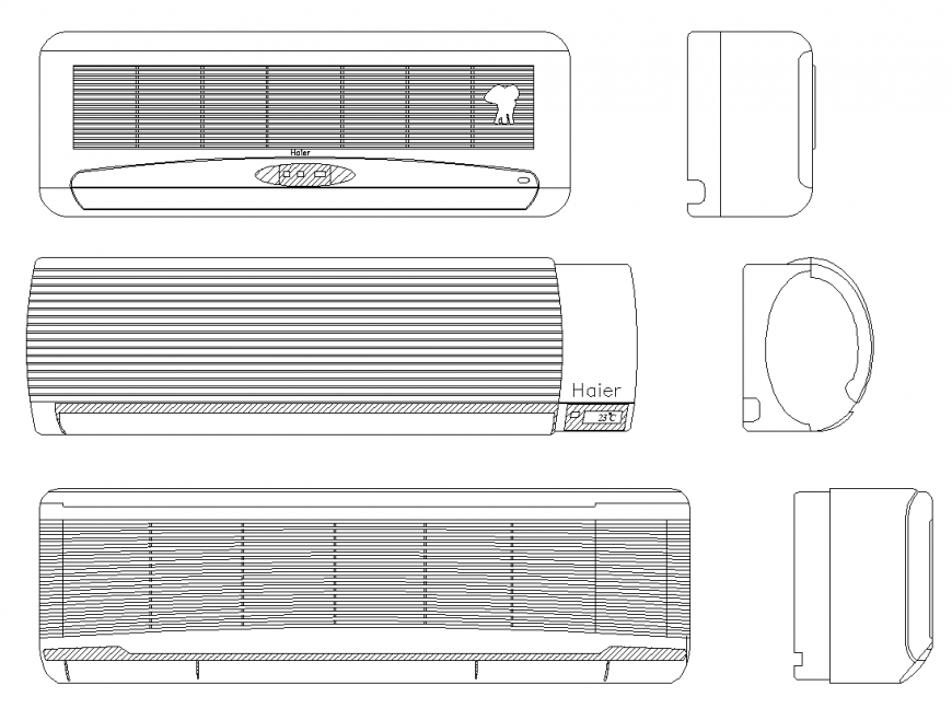 Air conditioning cooling detail elevation autocad file