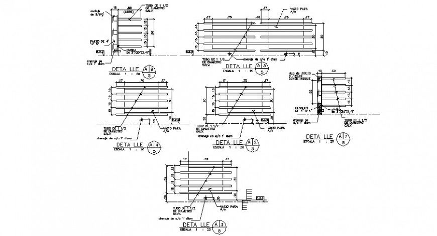 Air conditioning rail tubes electric installation details dwg file
