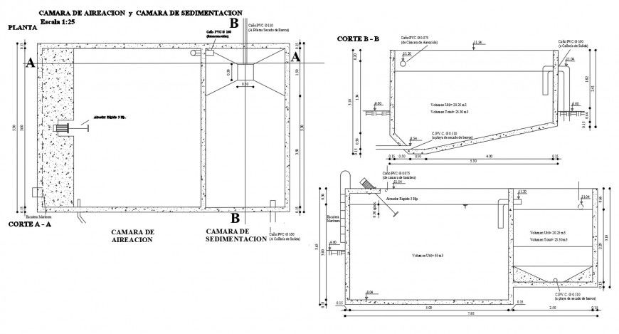 Air craft camera and sedimentation plan construction view in auto cad