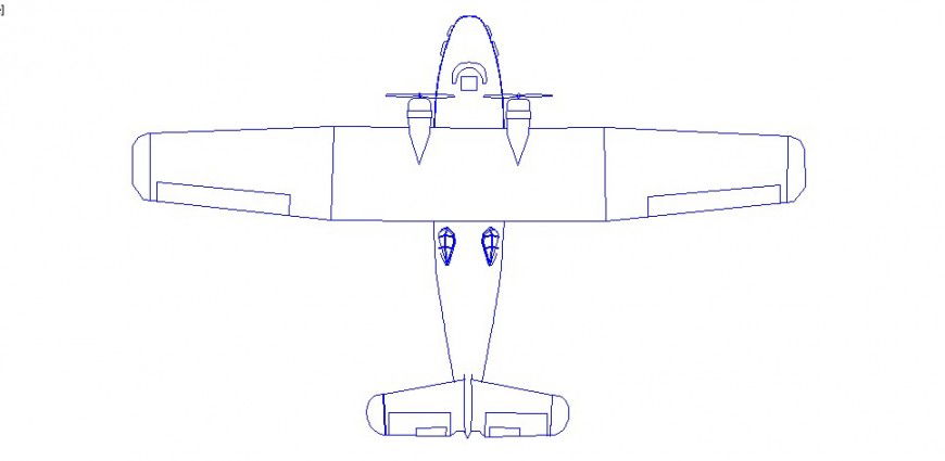 Air craft top view elevation block drawing details dwg file