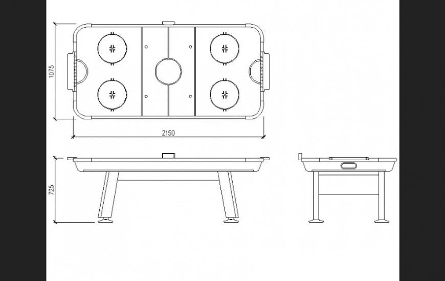 Air Hockey Table CAD Plan with Detailed Layout in DWG File
