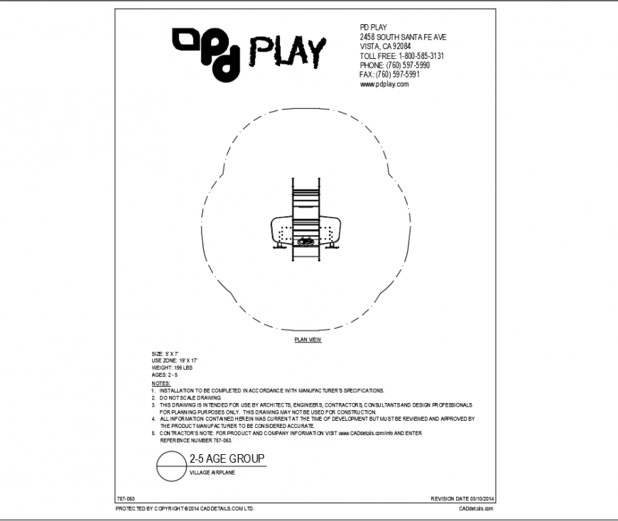 Air plane plan play equipment plan view of garden dwg file