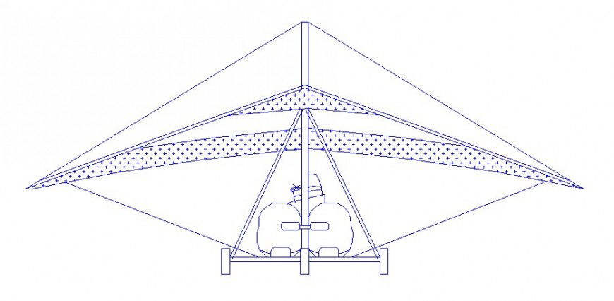 Aircraft front elevation 2d block cad drawing details dwg file
