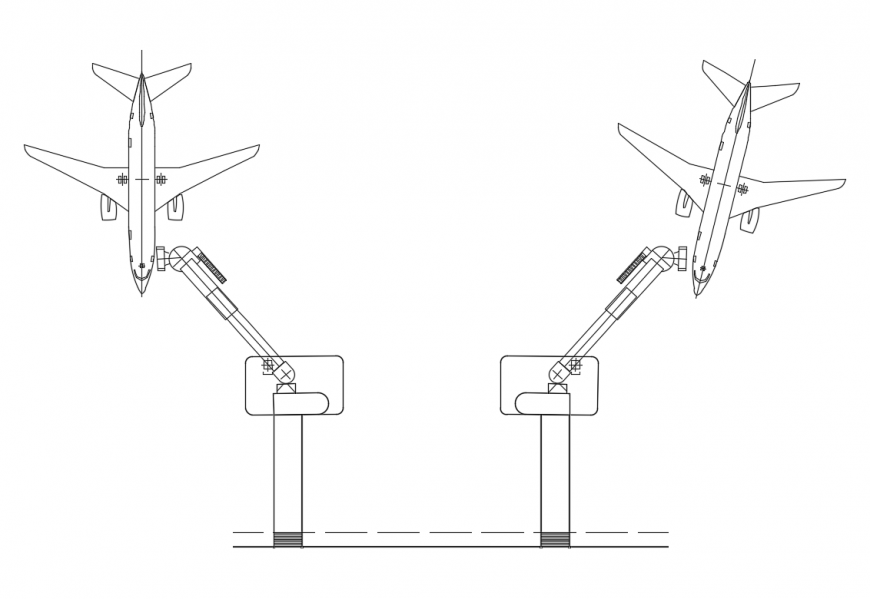 Airplane blocks details top view elevation cad drawing details dwg file
