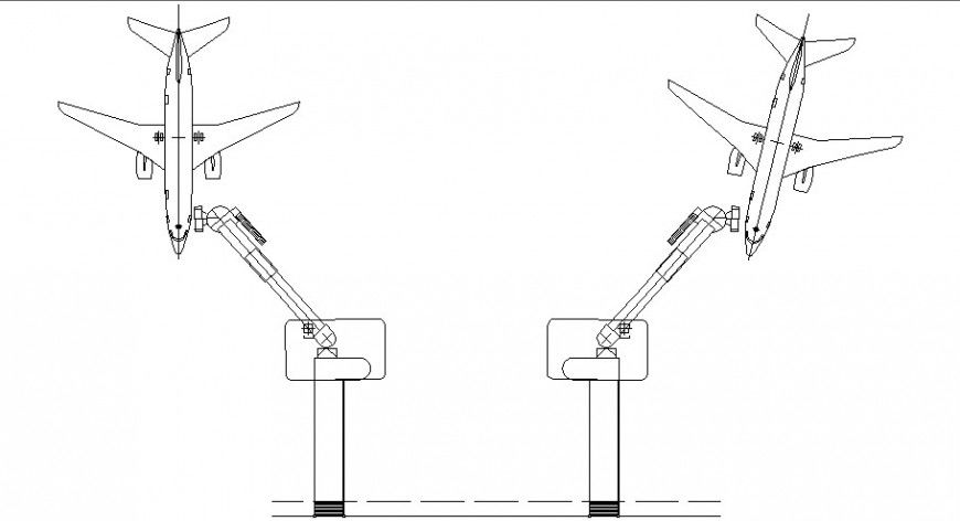 Airplane parking area top view plan drawing in dwg AutoCAD file.