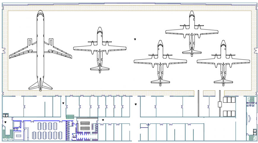 Airplane road plan and 2d model detail of plane details dwg file