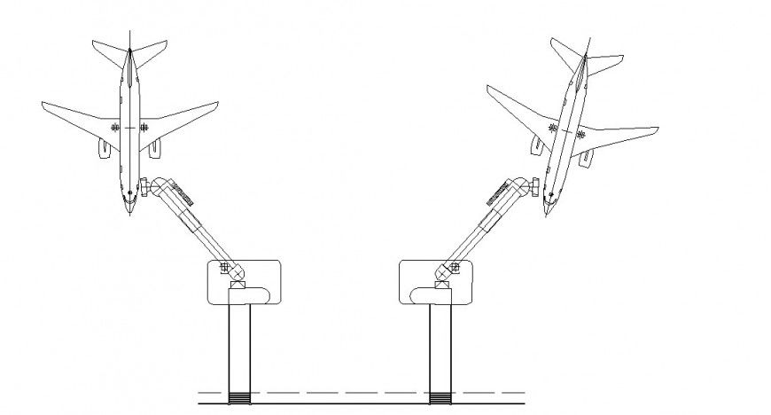 Airplane road track, lane detail with 2d detailing of plane