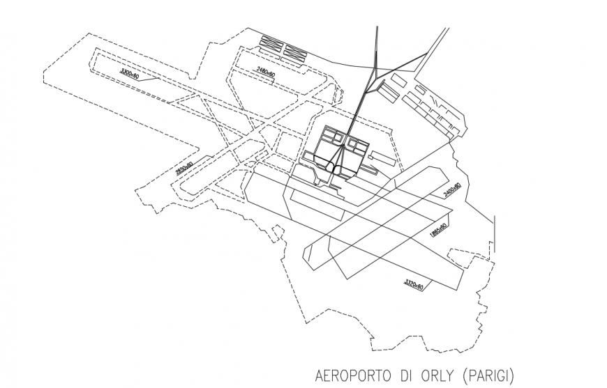 Airport architectural top view plan detail dwg file