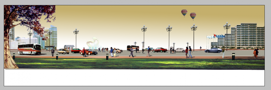 Airport building detail elevation 3d model photo shop file