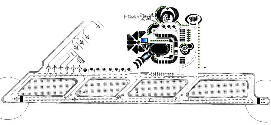 Airport construction plan 2d view CAD structural block layout file in autocad format