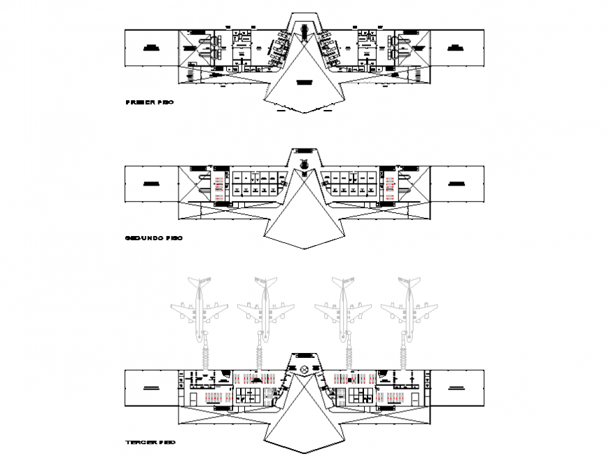 Airport design study for Peru floor plan layout details dwg file