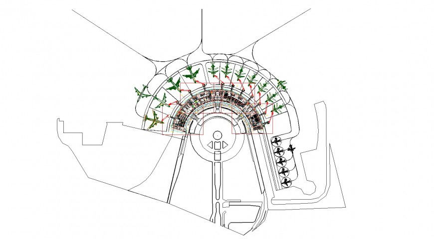 Airport detail layout plan drawing in dwg AutoCAD file.