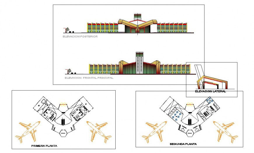 Airport exterior elevation dwg file
