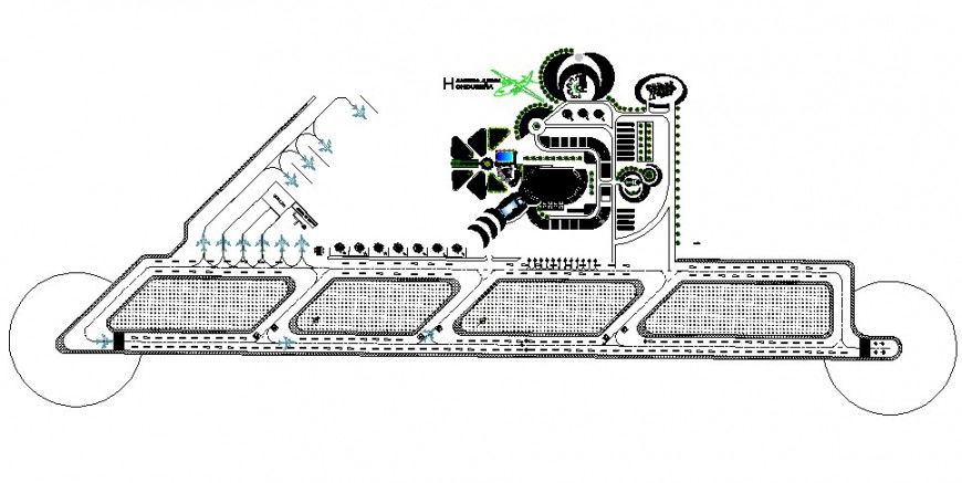 Airport layout plan and landscaping structure auto-cad drawing details dwg file