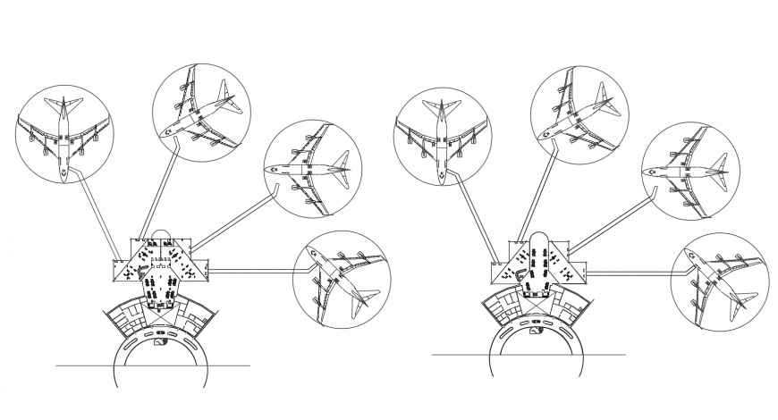 Airport layout plan and landscaping structure cad drawing details dwg file