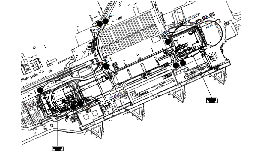 Airport of Barcelona distribution and landscaping structure details dwg file