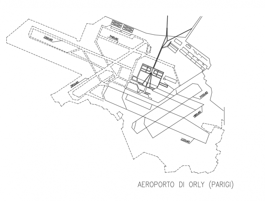 Airport of Orly (Paris) architecture project cad drawing details dwg file