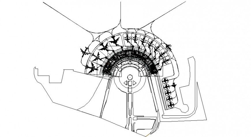 Airport parking system plan 2d view drawing plan dwg file