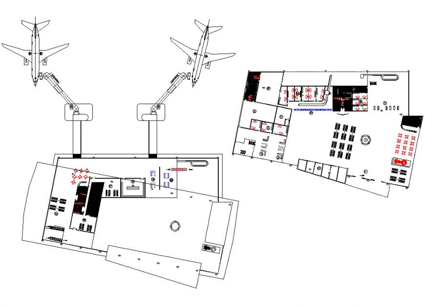 Airport parking system plan autocad file