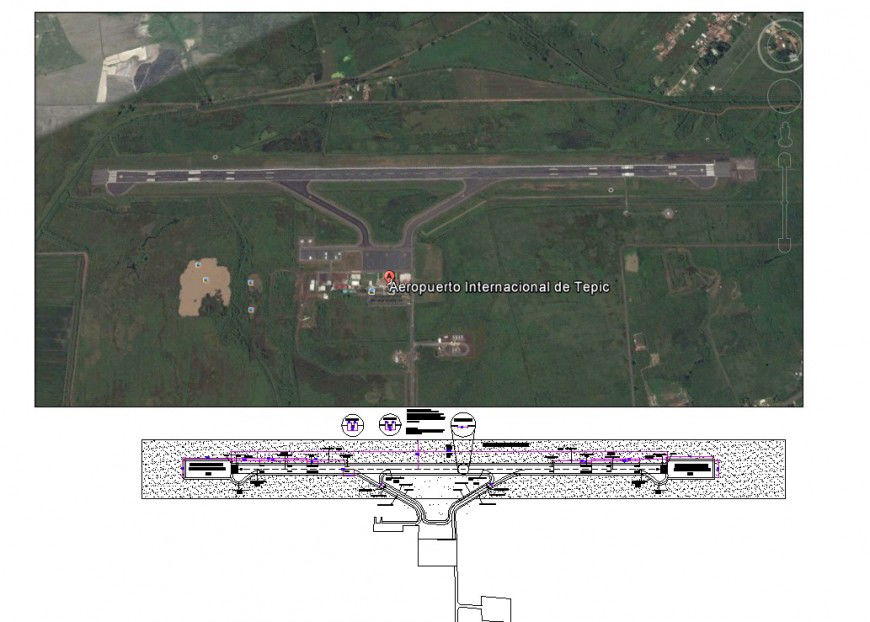 Airport runway detail 2d view layout file in autocad format