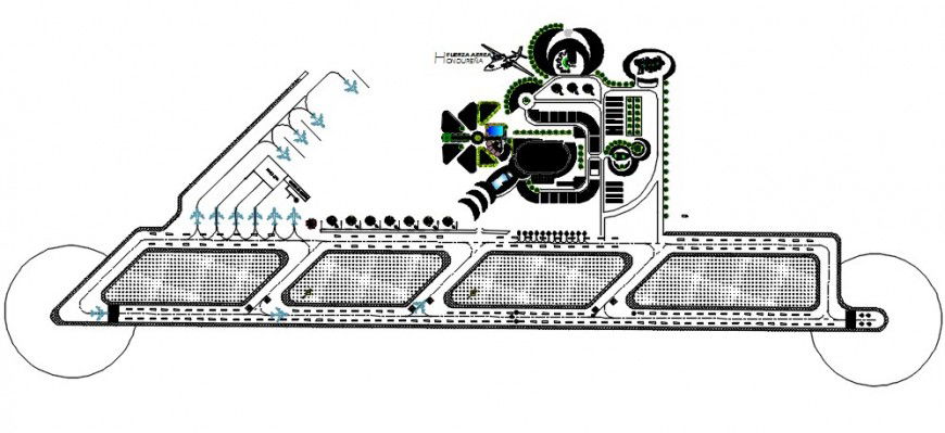 Airport runways set landscaping structure and layout plan cad drawing details dwg file
