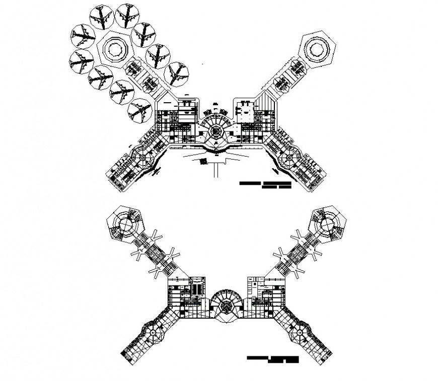Airport structure detail 2d view CAD construction block layout autocad file