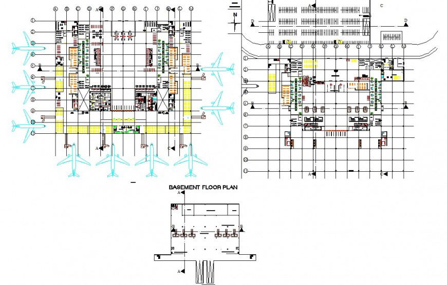 Airport structure detail 2d view CAD construction block layout file in dwg format