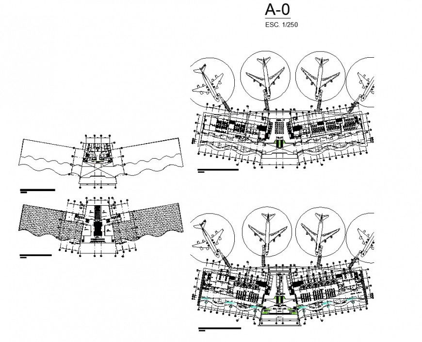 Airport structure detail 2d view CAD structural block layout dwg file