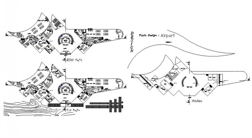 Airport terminal building working plan in autocad