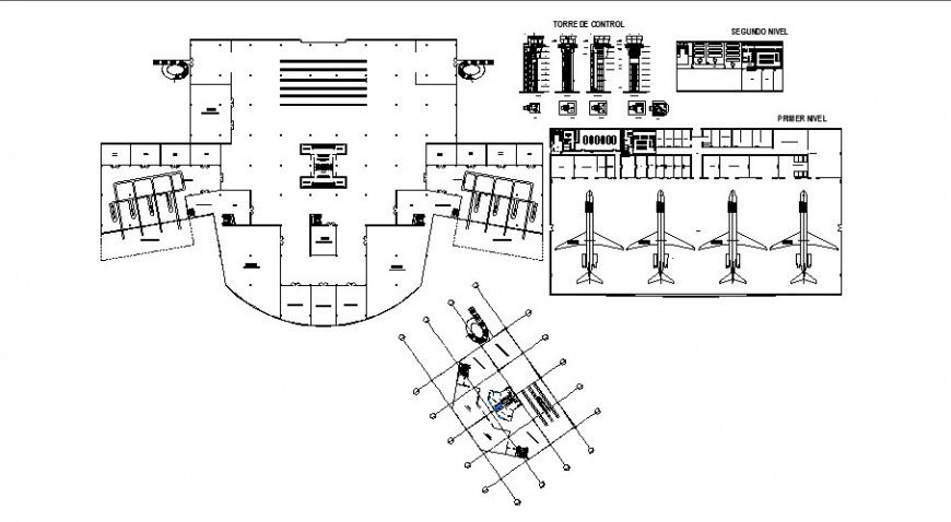 Airport terminal layout plan and structure cad drawing details dwg file