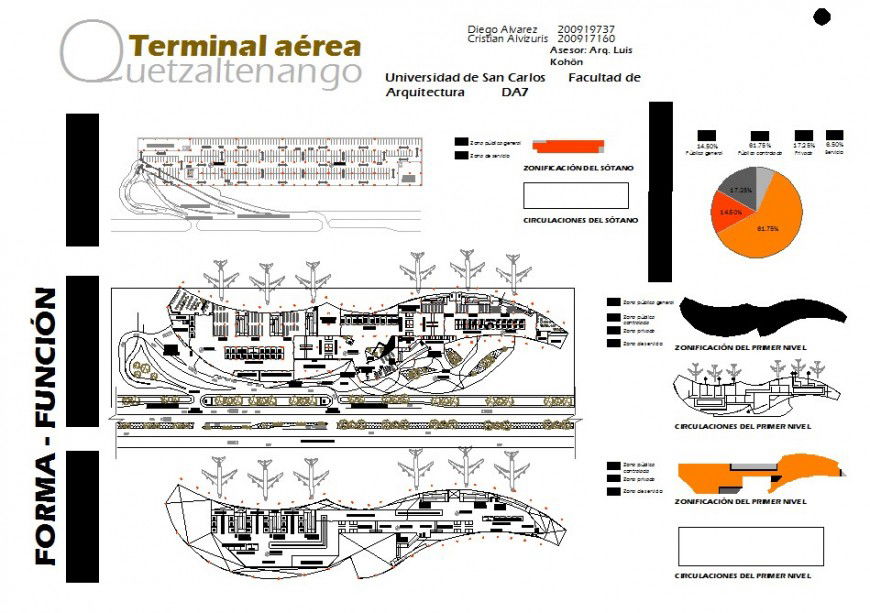 Airport top view construction layout details