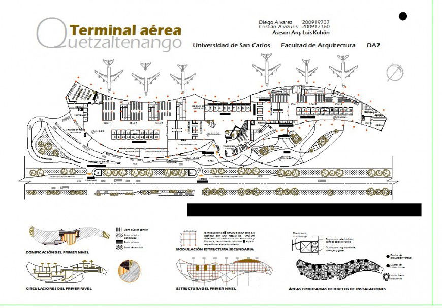 Airport top view construction plan 2d models