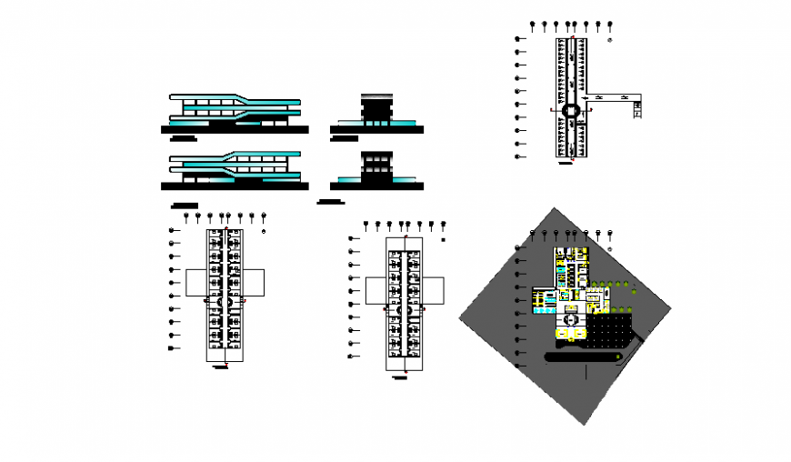 Airport transit hotel detail dwg file