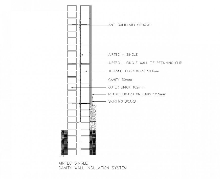 Airtec single cavity wall insulation system detail