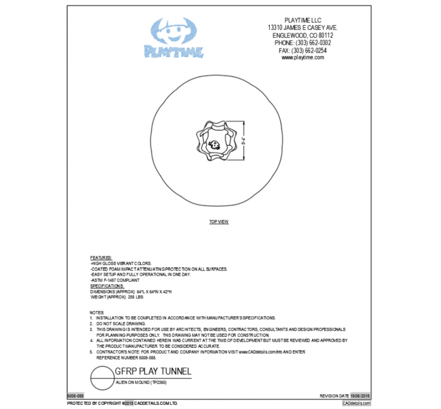 Alien on mound kids play equipment cad block design dwg file