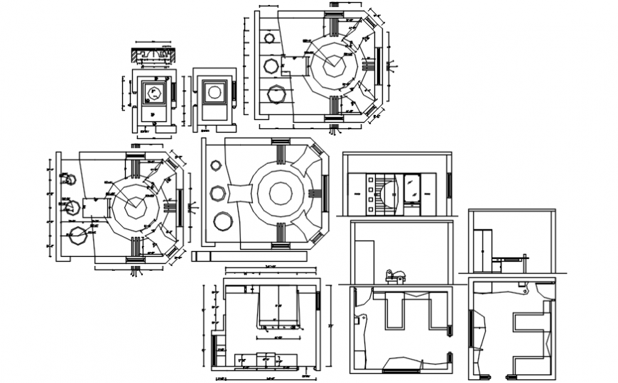 All area ceiling and furniture details for house dwg file