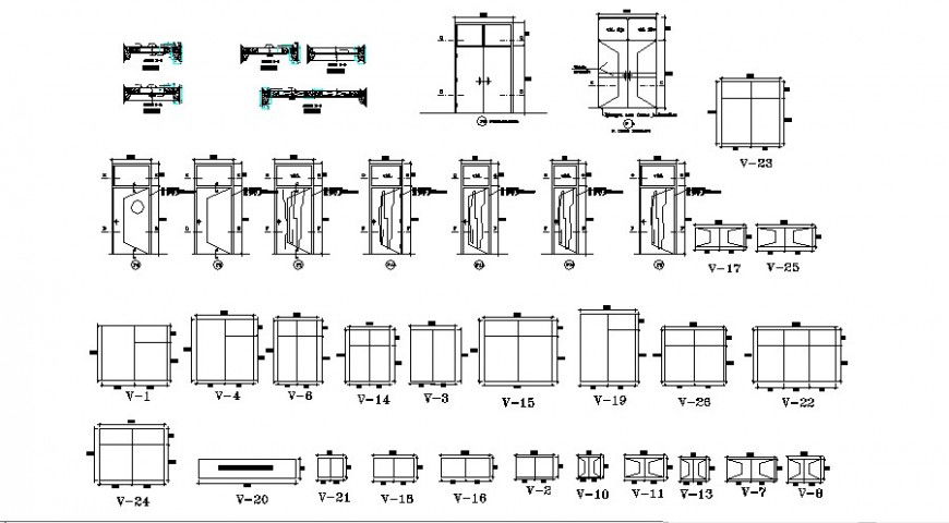All doors and windows elevation and installation details of hospital building dwg file