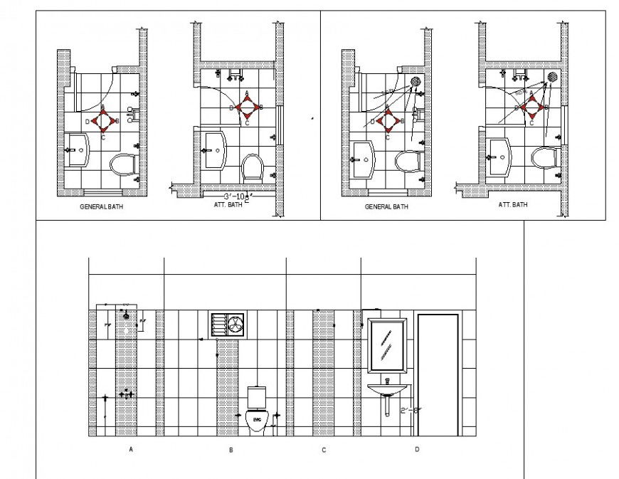 All floor house toilet plan and section autocad file