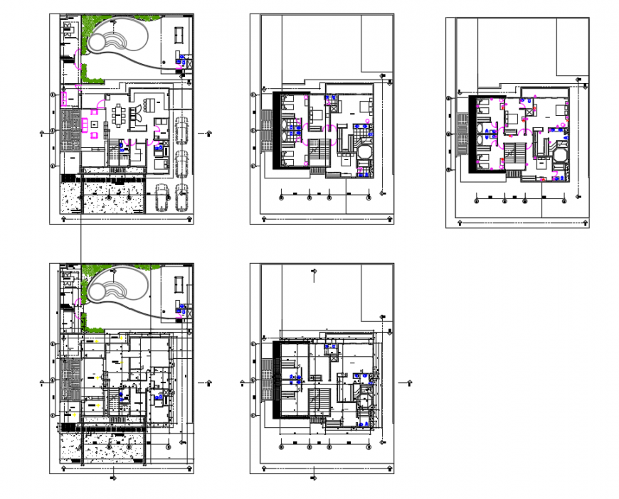 All floors floor plan layout plan details of golf club house dwg file