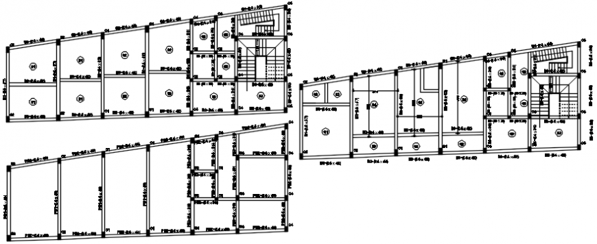All floors framing plan structure details of hotel building dwg file