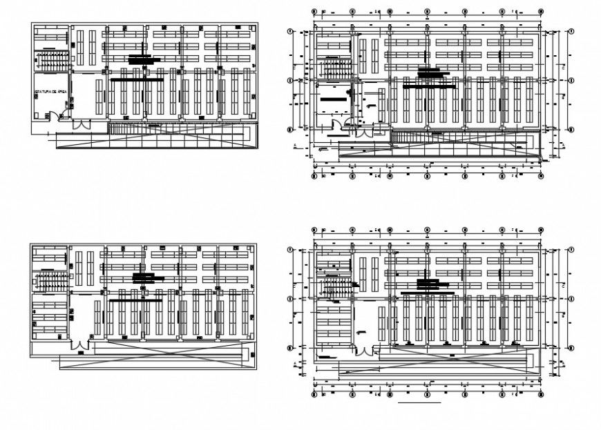 All floors framing plan structure details of multi-story hospital building dwg file