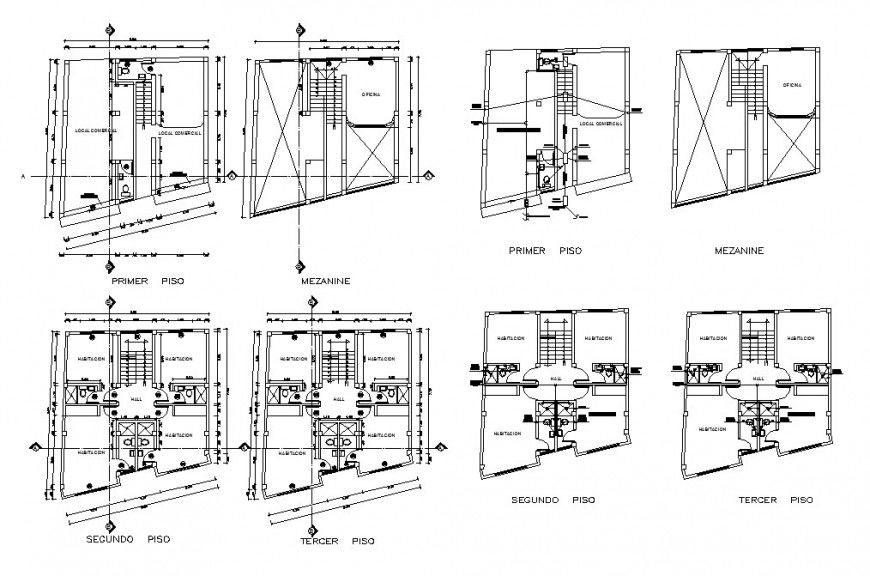 All floors sanitary installation details of apartment building dwg file