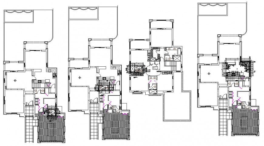 All floors sanitary plan and installation details for villa building dwg file