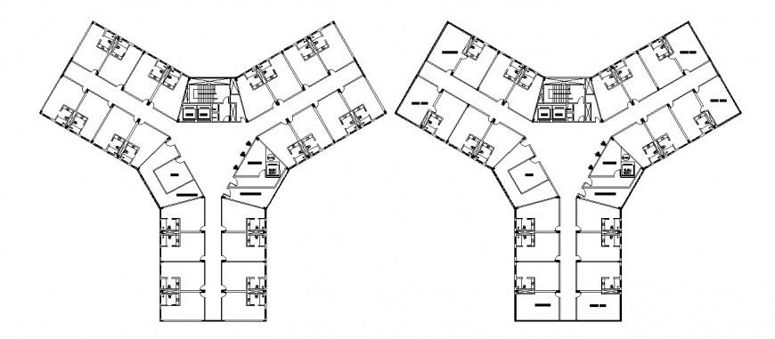 All floors sanitary plan and installation drawing details of hotel building dwg file