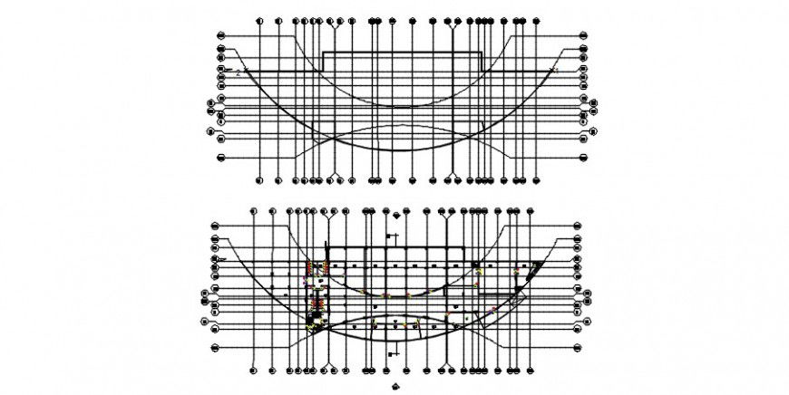 All floors staircases sections and constructive structure details for clubhouse dwg file