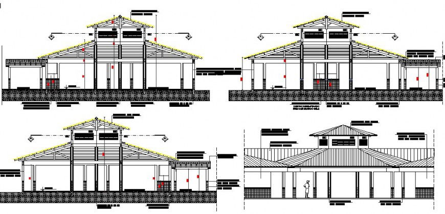 All side constructive sectional details of school building dwg file