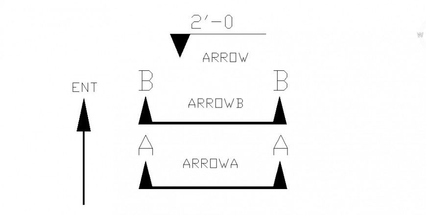 All side direction showing arrow elevation blocks cad drawing details dwg file